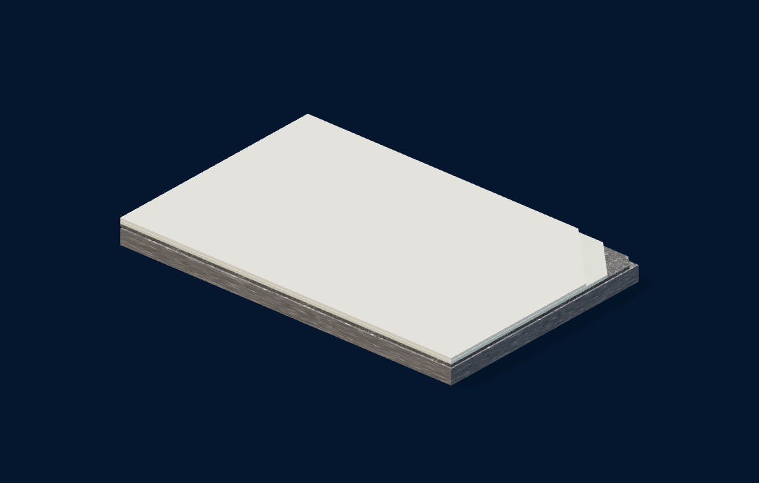 coated concrete slab with exposed surface layers