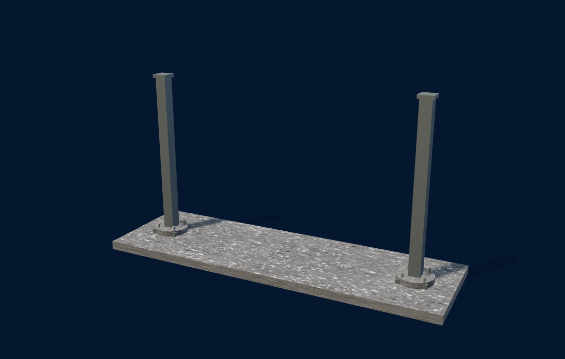 3D metal gate and supports cutaway showing supports