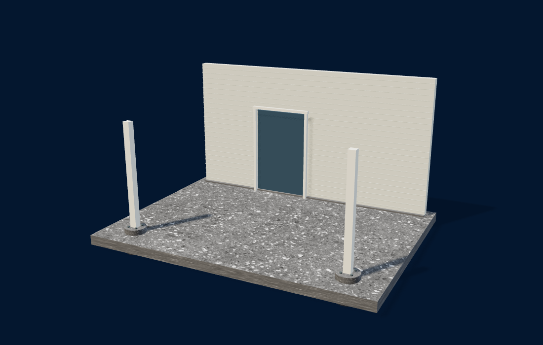 3D patio cover, attached cutaway showing supports